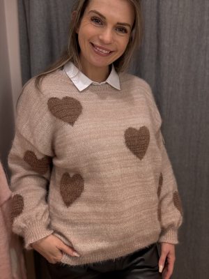 Strikbluse med Hjerter